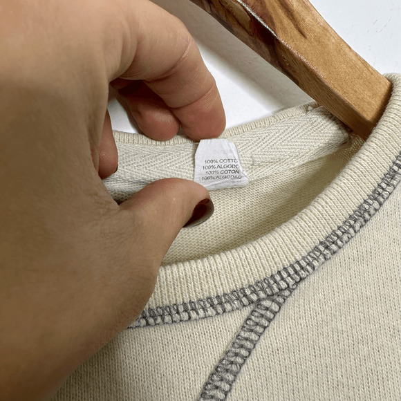 GANT X MICHAEL BASTIAN Cotton Long Sleeve T shirt cream contrast stitch Men's S - Picture 7 of 9